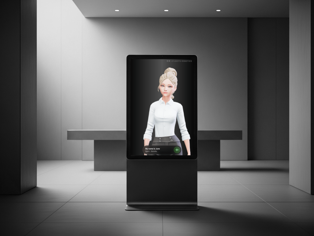 An AI digital signage kiosk, powered by Spatial Agents